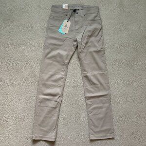 prAna Brion Pant 30x34 Slim Straight Stretch Five Pocket Dark Khaki NWT